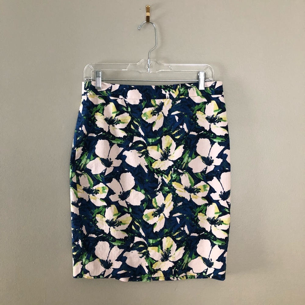 J. Crew basketweave floral pencil skirt